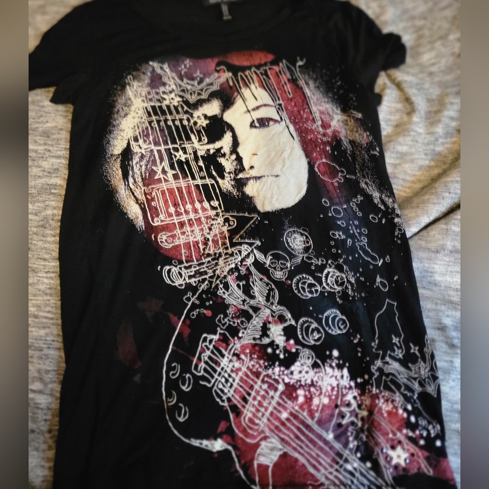 Black Graphic Tee with Artistic Design